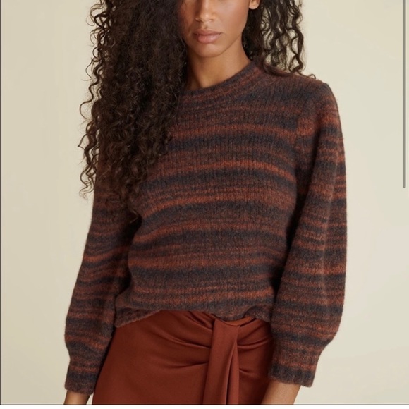 Veronica Beard Alston Merino Wool Sweater Stripes Mock Neck XS - Picture 2 of 6